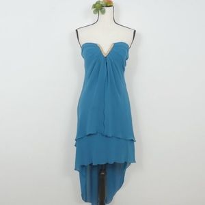 Marineblu Strapless Hi Lo Teal Size Small Dress